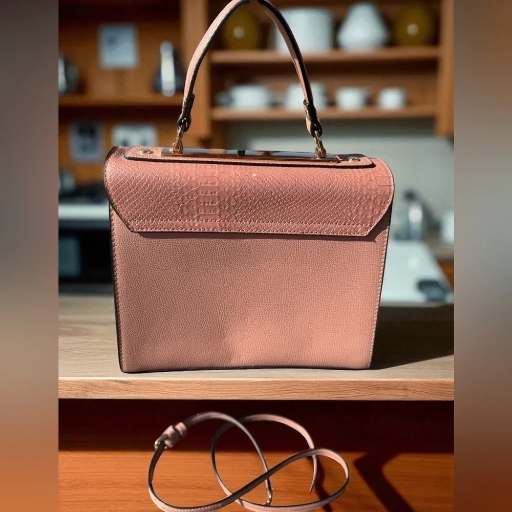 Dune London Hand Bag Pink And Rose Gold Removable Crossbody Strap 9.25x8x4.5